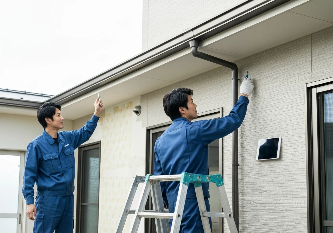 白い壁紙を張り替えた室内で床材の補修を進める途中、資材と工具が整えられた内装現場の写真